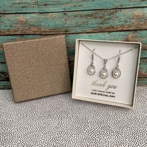 Silver and Pearl 3 Piece Jewelry Set NIB